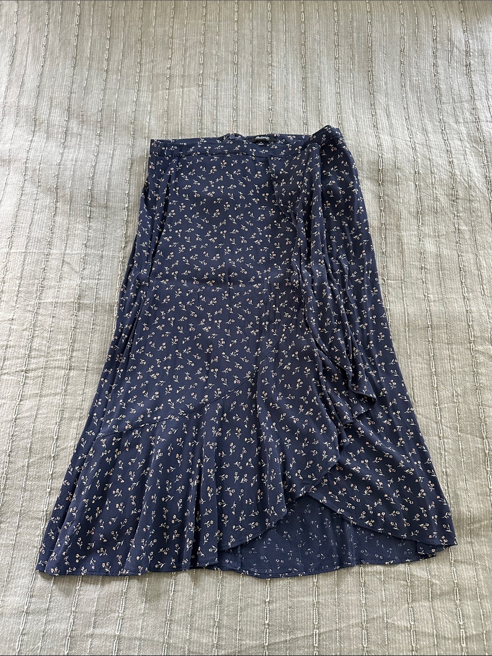 Madewell Navy Floral High-Low Wrap Skirt
